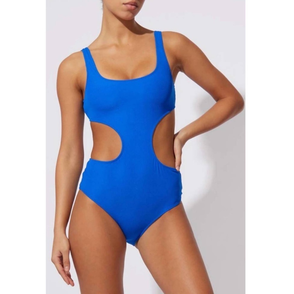 NWT Solid & Striped The Sarah Ribbed Azure Blue One Piece Bathing Suit Size XL
